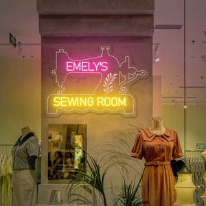 Custom name Sewing Room Neon Sign Personalized Sewing Sign Quilting Sign For Sewing room Sewing Machine Sign Mother Day Gift