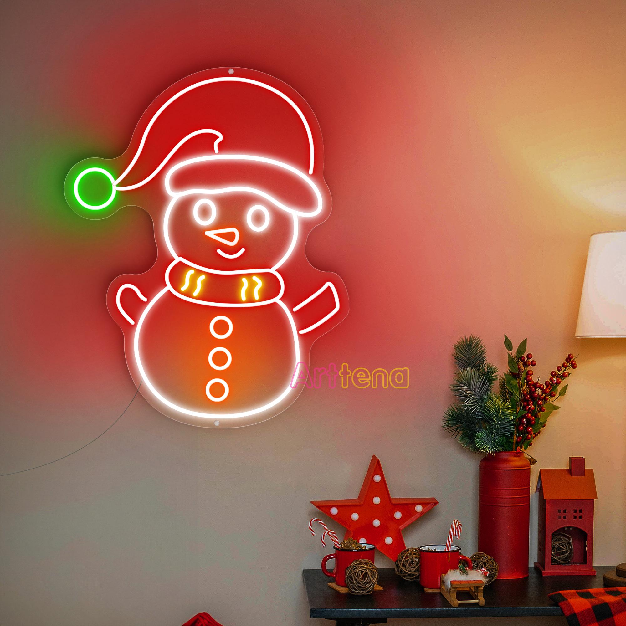 雪だるまネオンサイン、クリスマスネオンライト、クリスマスギフト