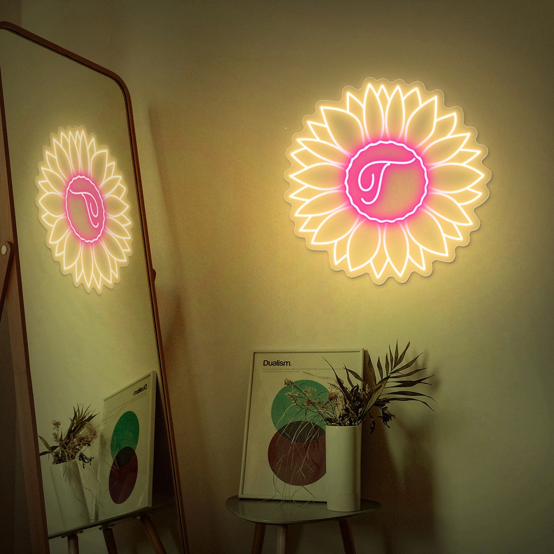 Handmade Sunflower Initial Neon Sign, Custom Art Wall Decor - Etsy