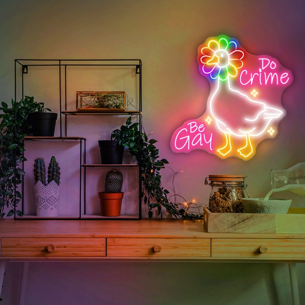 Be Gay Do Crime Neon Sign, Gay Pride Sign,  Funny Gay Sign, LGBTQ Neon Sign, Pride Month Gift, Lesbian Pride Led Light, Custom Neon Sign