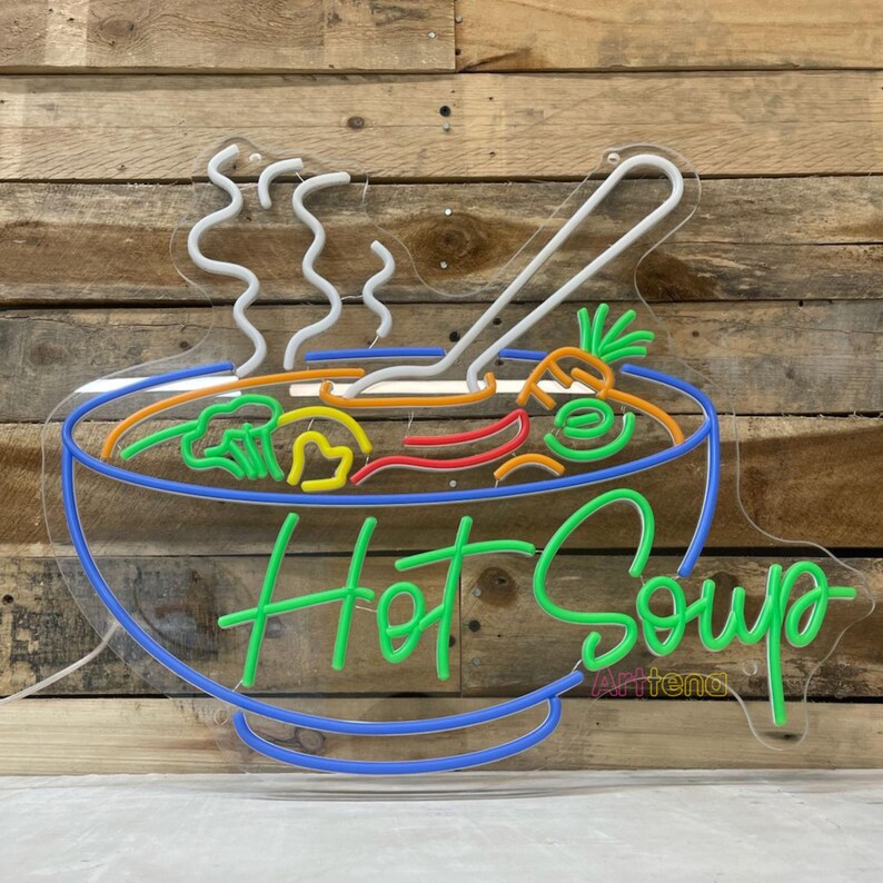 Soup Sign Led Hot Soup Neon Sign, Hot Soup Led Sign, Kitchen Wall Decor, Decor Led ...
