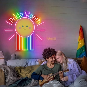 Miesiąc dumy LGBT Neon Znak Energii Lesbijskiej Neon Światło Gay Pride Znak Światła Szczęśliwego Miesiąca Dumy Znak Tęczy Duma Dekoracja Ścienna Pokoju Gejowskiego Prezent LGBT