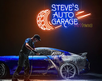 Personalized Your Garage Name Neon Sign Auto Garage LED Sign Garage Decor Unique Gift for Men Father's Day Gift Car Service Shop Light
