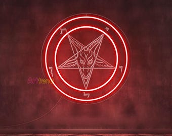 Pentagram Baphomet Satan Neon Sign, Baphomet Neon Sign, Black Goat LED Neon Sign, Gothic Home Decor Sign, Satan Wall Decor, Custom Neon Sign