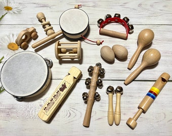 Personalisiertes Holzinstrumenten-Set, Montessori-Musikspielzeug für Kleinkinder, pädagogische Spielsets