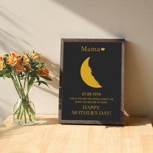 Mother's Day Gift-Moon Phase Wall Art-Personalized Custom Wooden Moon Frame-Birthday Gift-The Day You Were Born Gift-Home Decoration