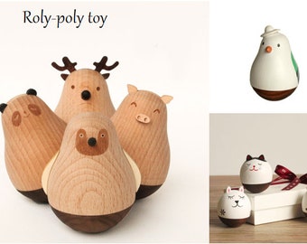 Lettrage personnalisé Roly-poly Toy/Jouet Roly-poly en bois animal mignon/Ornements de bureau à domicile/Décoration de bureau travaux manuels/Cadeaux de Noël pour enfant