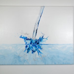 Pouring Out Water Acrylic Canvas Painting Abstract Art