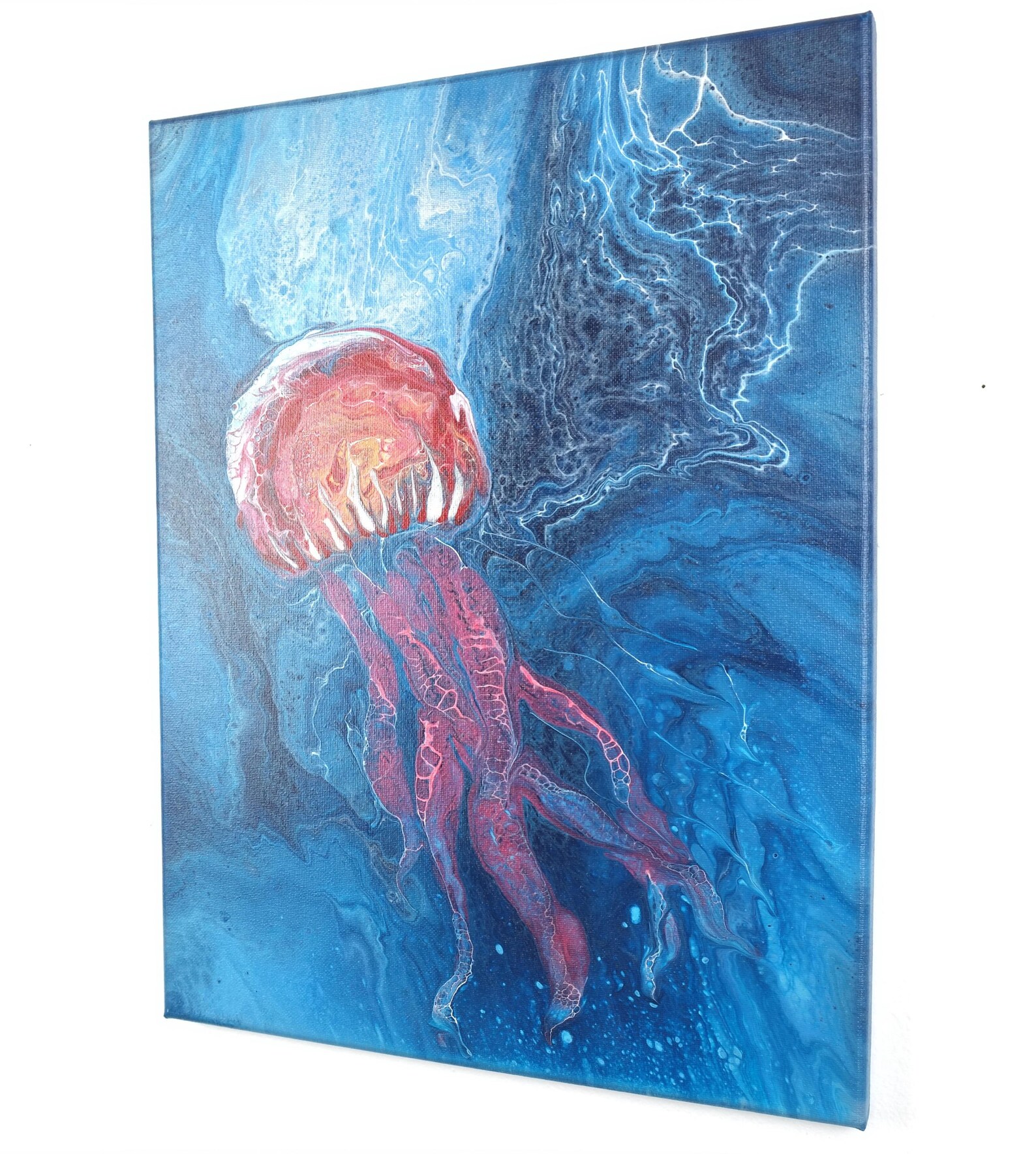 Abstract Shellfish Art Abstract Jellyfish Painting | Ocean Theme Acrylic Fluid Art - Etsy