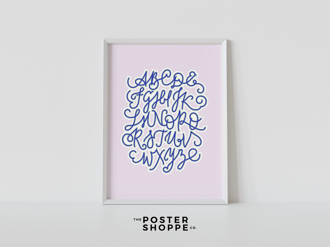 ALPHABET Script Purple and Blue Typography, Alphabet Type, Lettering ...