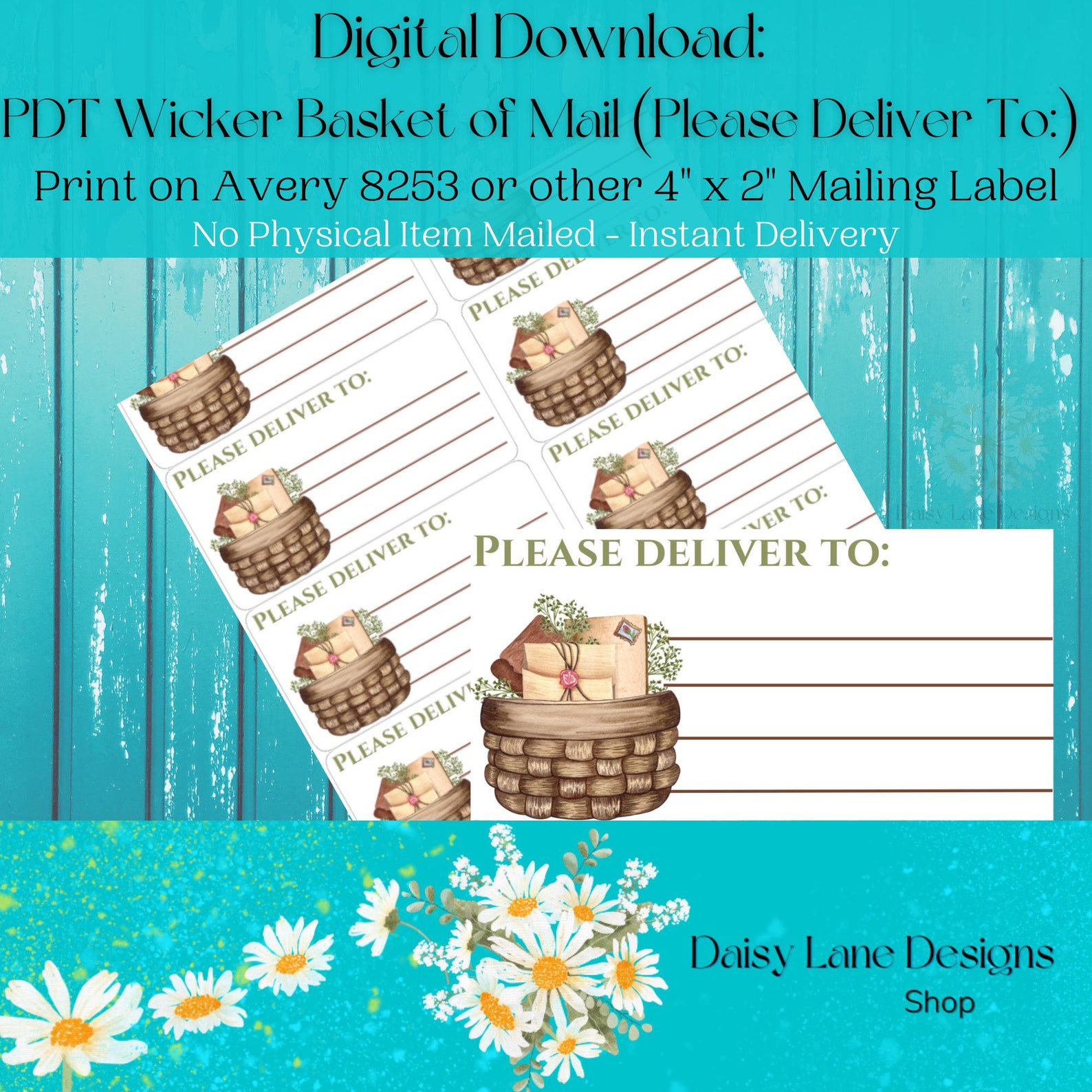 Swapped Labels PDT Wicker Basket of Mail Digital Download Printable 2
