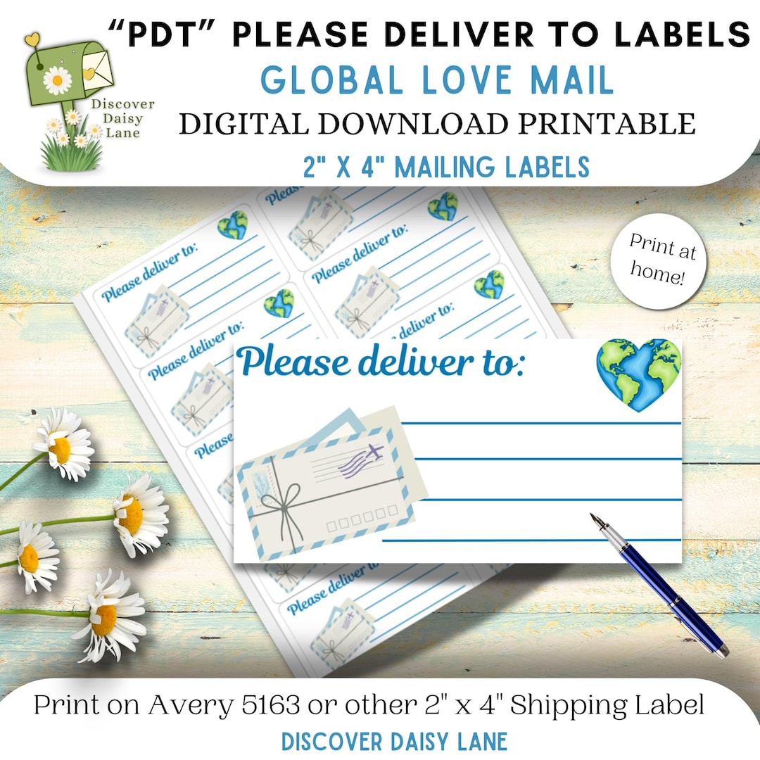Swapped Labels PDT Label Printable Global Love Mail Please Deliver to Mailing Label ...