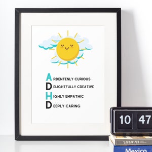 ADHD Inspirational Poster Print Digital DOWNLOAD, ADHD is a Gift Wall Art, Neurodivergent Quote Printable Motivational Valentine Gift