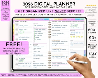 2026 Digital Planner for Moms: GoodNotes, Stickers, Coloring Pages (Digital Download)