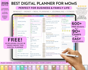 2026 Digital Planner for Moms: GoodNotes, Stickers, Covers (Digital Download)