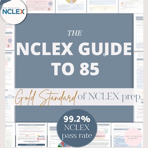 May include: A guide titled "The NCLEX Guide to 85" with the text "The Gold Standard of NCLEX prep." A circular badge states a 99.2% NCLEX pass rate. The image includes the "Next Generation NCLEX" logo and the word "NEW".