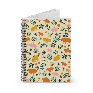 Capybara Spiral Notebook Nature Ruled Line Journal Birds, Plants ...
