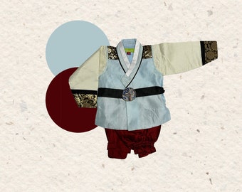 Hanbok, Kid Hanbok, Age 4, Boy, New Years baby hanbok, Hanbok kids, Korean Traditional Clothing, New Years Holiday Costume Boy