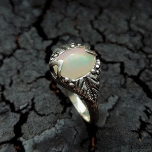 Opal Sterling Silver Ring - Sunrise Spell - natural gemstone.