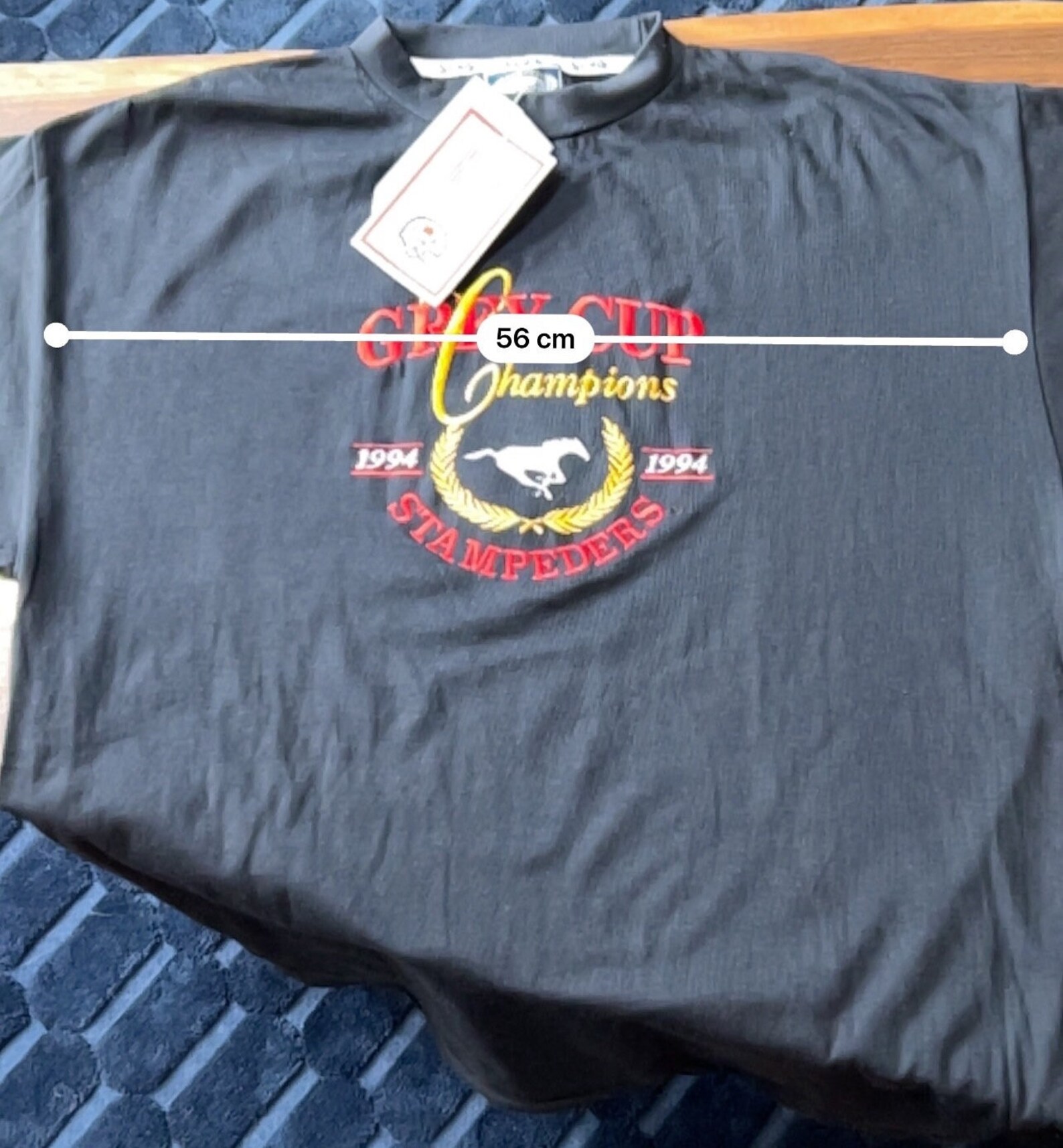 Calgary Stampeders Black Embroidered Tshirt Grey Cup 94 Vintage 90s