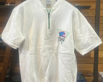 Vintage 90s PUMA Half Zip Sweatshirt - White Neon Logo