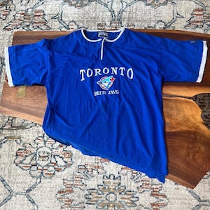 T-shirt vintage 1992 des Blue Jays de Toronto - Style superposé bicolore, 100 % coton - Taille adulte L