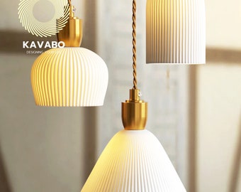 Japanese Ceramic Pendant Light, White Ceiling Light for Kitchen & dining, Chandelier lighting morden