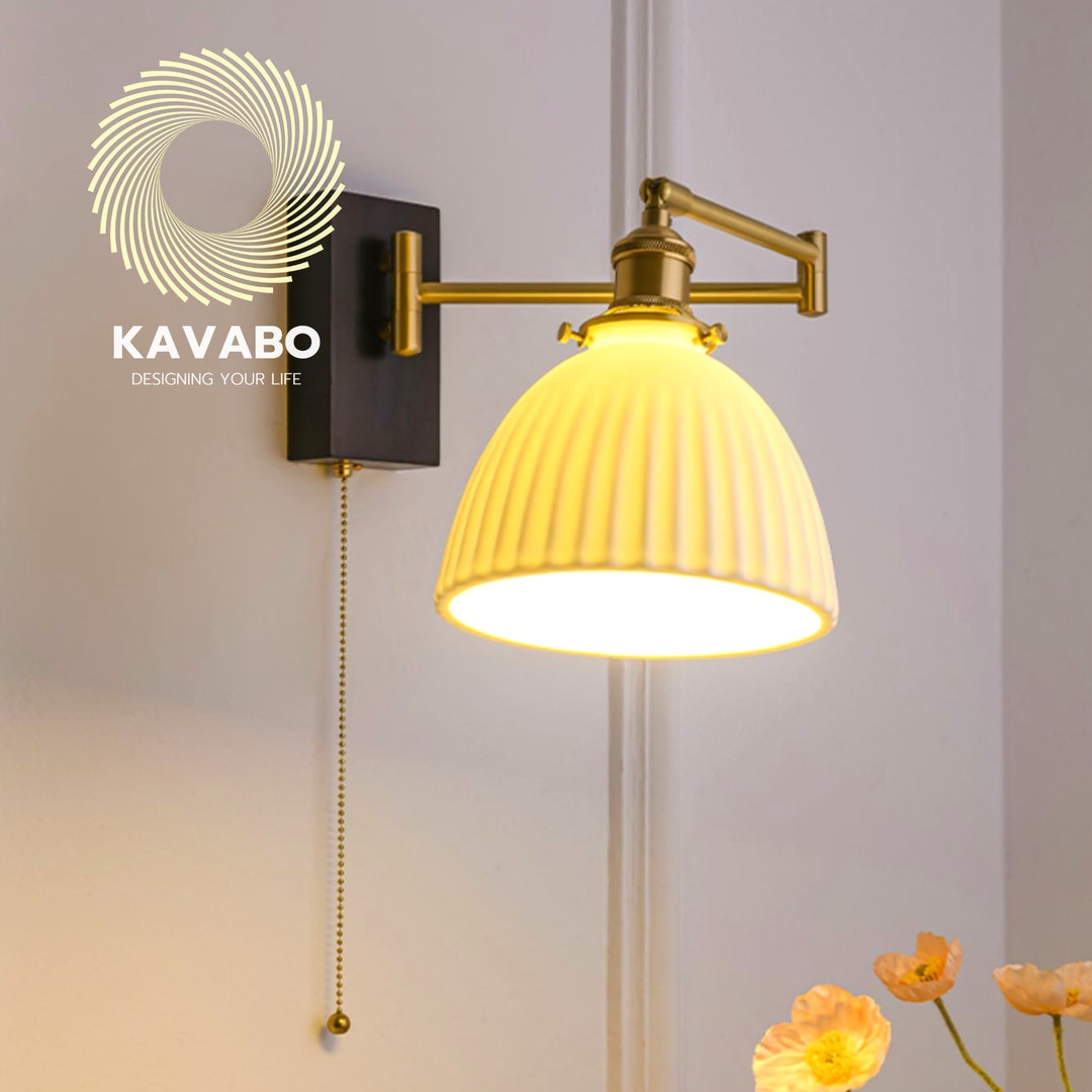 Ceramic Wall Sconce Lighting for Bedroom Wall Decor, Milk Glass Wall