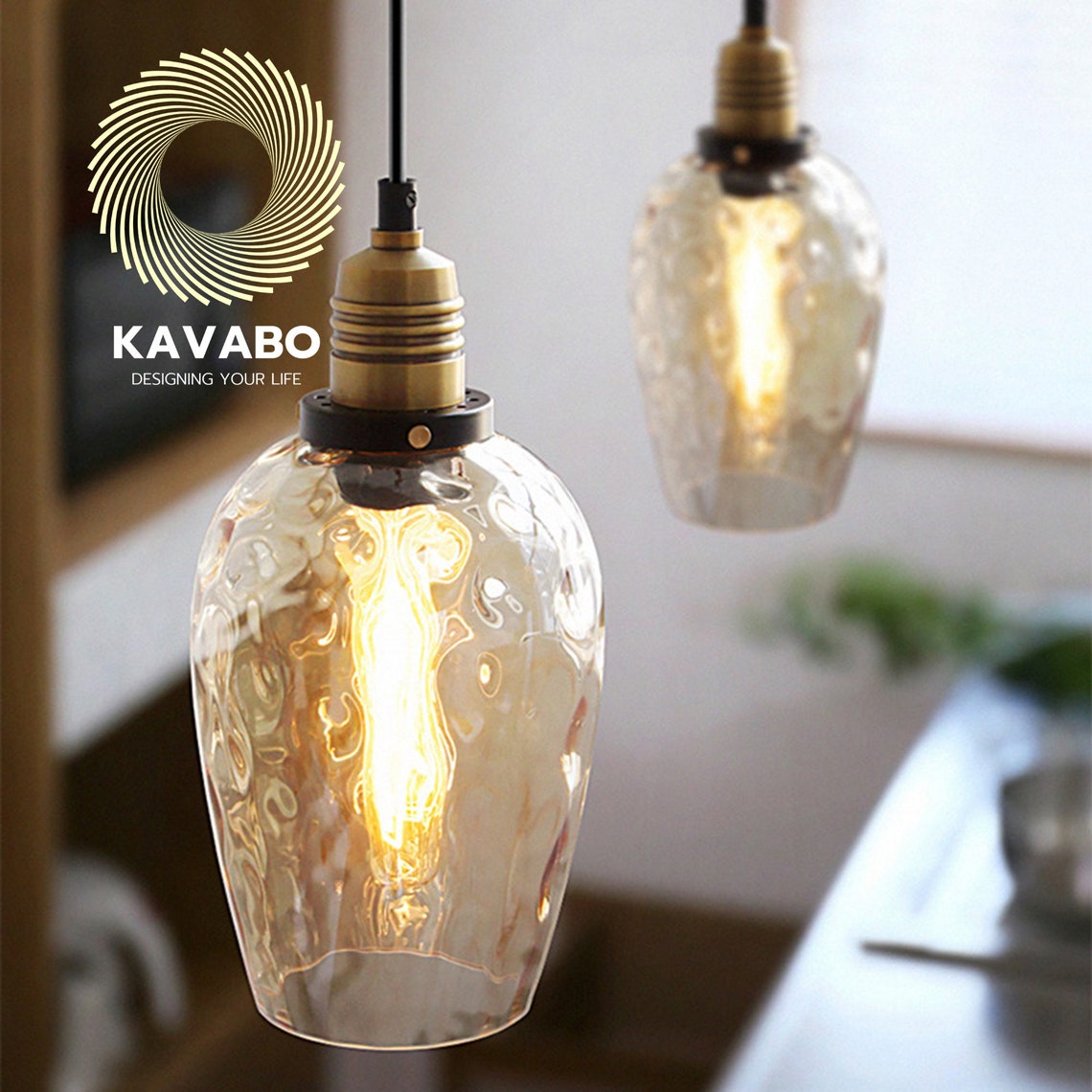 Vintage Pendant Light for Kitchen Island Rustic Glass Pendant - Etsy