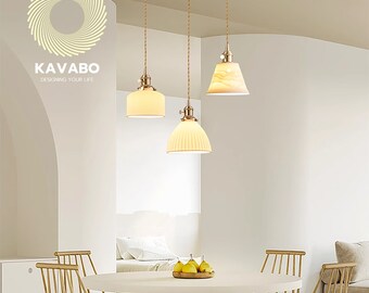 Japanese Ceramic Ceiling Light, White Pendant Light for Kitchen & dining, Chandelier lighting morden