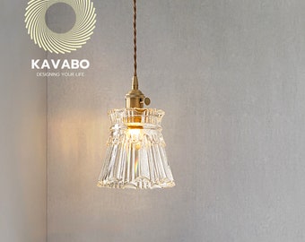Art Clear Ceiling Light for Kitchen Island, Unique Glass Pendant Light, Hanging Light for Dining Table