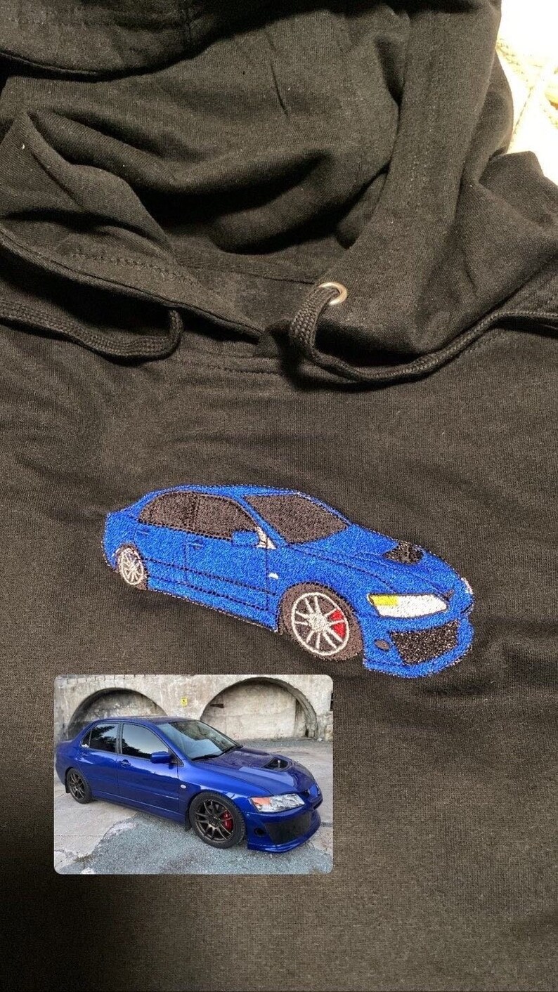 Custom Car Embroidered Hoodie Car Photo Embroidered Race Etsy