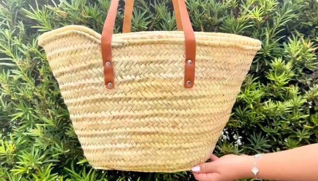 FRENCH BASKET Straw Bag With Genuine Leather Handles Beach Bag Straw ...