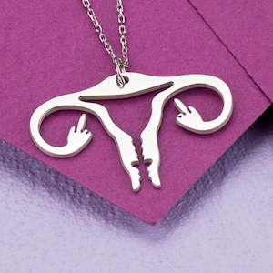 Middle Finger Uterus Necklace, Feminist Necklace, Women&#39;s Pro-Choice Necklace, Venus Sign, Women&#39;s Rights, Roe V Wade, Equality Sign