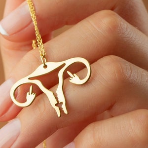 Middle Finger Uterus Necklace, Feminist Necklace, Pro-Choice Necklace, Women&#39;s Pro-Choice, Women&#39;s Rights, Roe V Wade