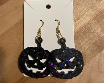 Holographic Glitter Pumpkin Earrings, Gothic Halloween Jewelry, Halloween Earrings, Pumpkin Earrings, Pumpkin Jewelry, Fall Jewelry