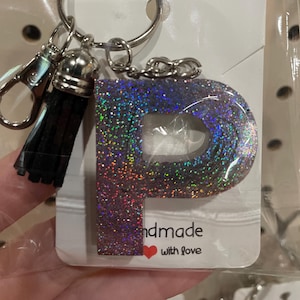 Personalized Keychains, Initial Keychains, Personalized Gifts, Holographic Glitter Keychains, Sparkle Keychains
