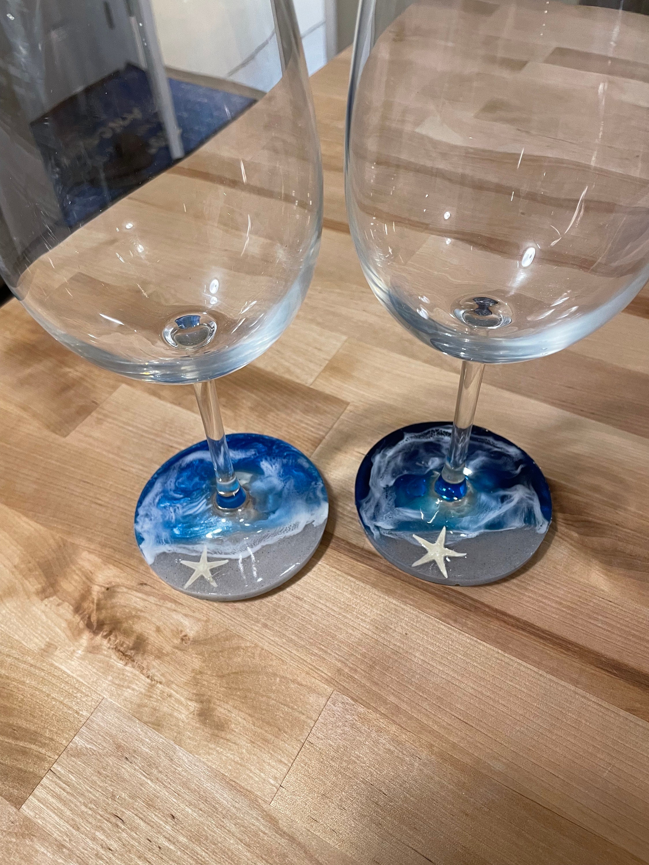 Beach Wine Glasses Wine Lover Gift Coastal Glassware Etsy