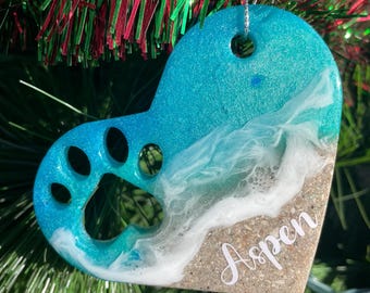 Pet Ashes Memorial Keepsake, Beach Scene, Dog Cat Loss