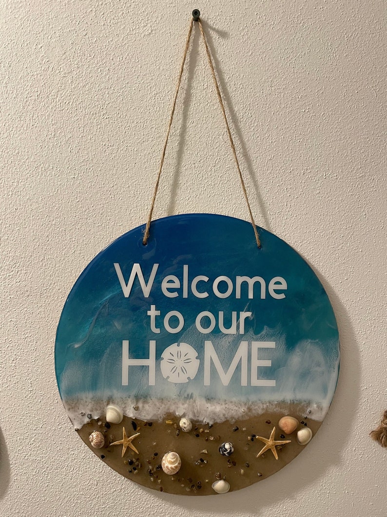 Coastal Welcome Sign, Seashell Beach Decor - Etsy