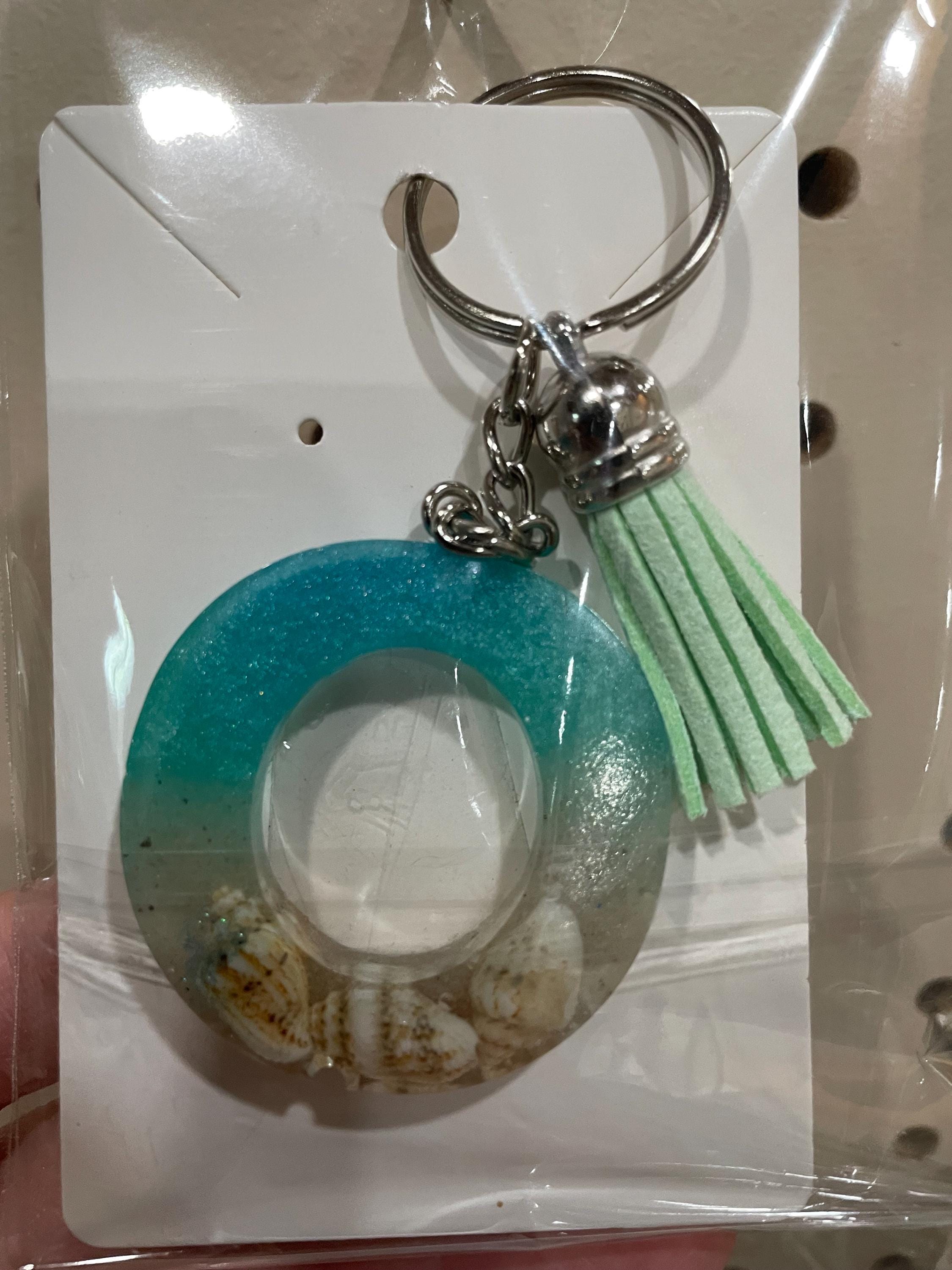 Sand Keychain Resin Initial Keychain, Beach Sand Seashells, Personalized Gift - Etsy