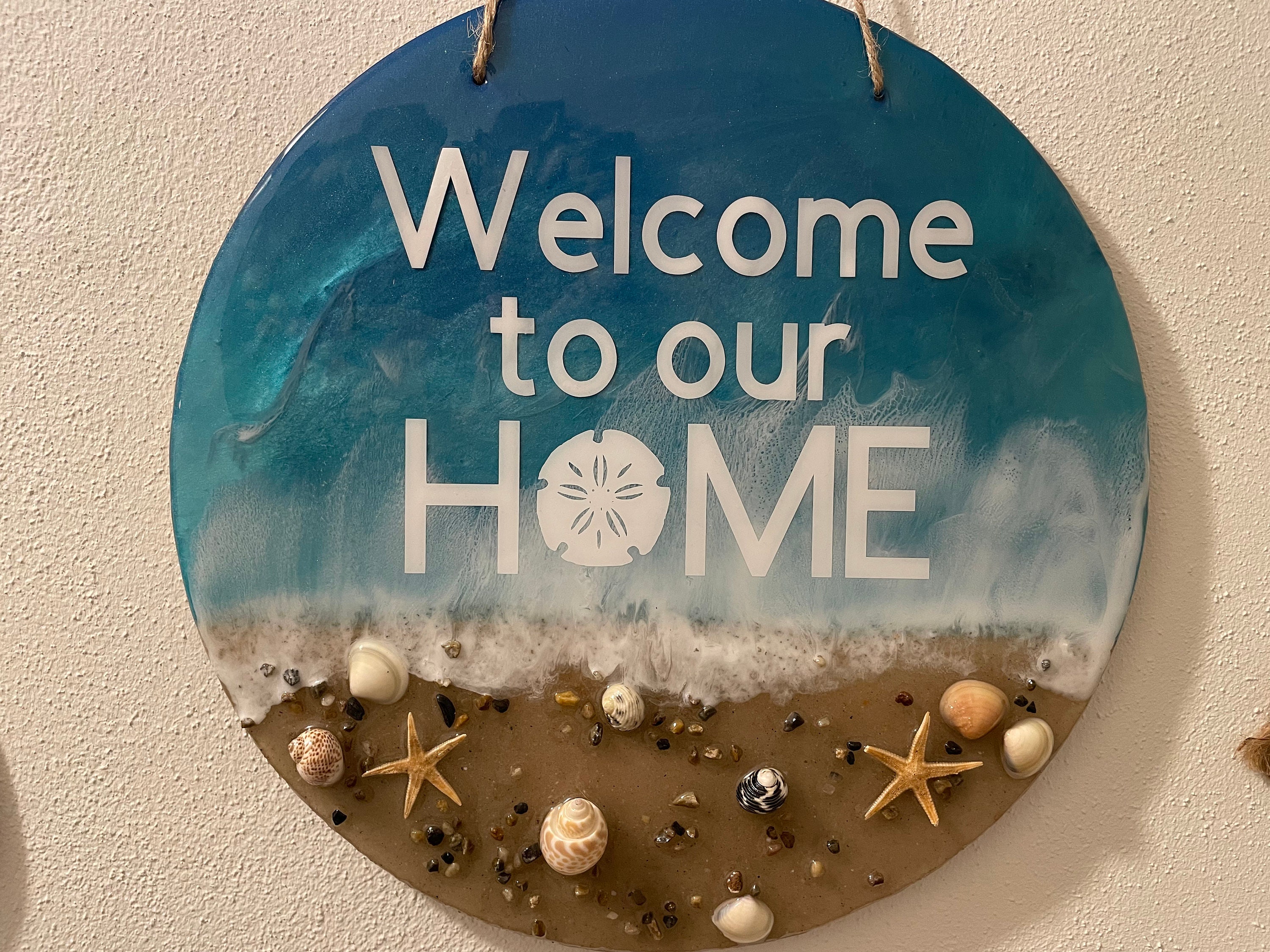 Coastal Welcome Sign, Seashell Beach Decor - Etsy