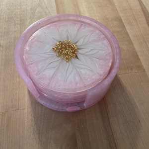 Light pink/white flower coasters, floral coasters, floral gifts, housewarming gifts