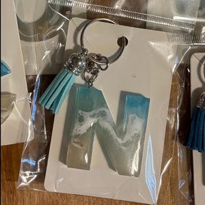 Coastal Keychain, Beach Themed Keychain, Backpack Keychain, Initial Keychain for kids, Coastal Stocking Stuffer