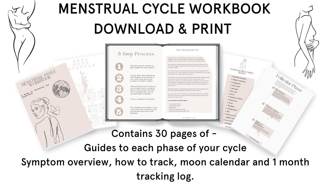 Menstrual Cycle Workbook symptom Tracker, Cycle Calendar, Menstruation ...