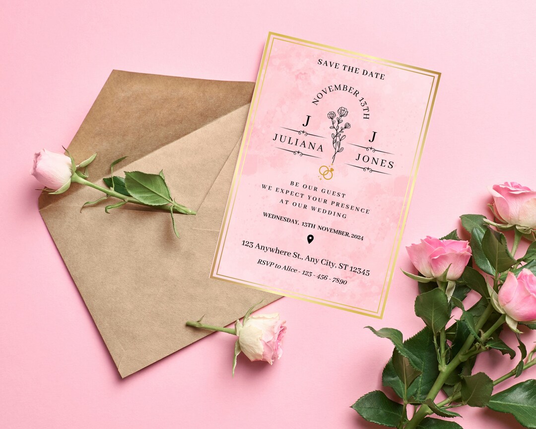 Elegant Pocketfold Wedding Invitation Suite Downloadable RSVP Etsy