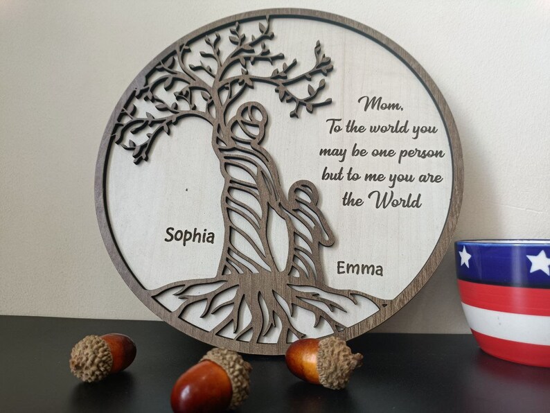 Personalized Mother Tree of Life Sign Mother and Child Round Etsy