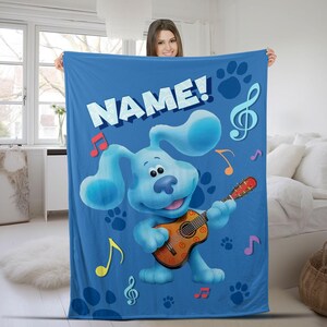 Personalized Blue Clues Blanket/Blue Clues Blanket/Blue Clues Dog Blanket/Dog Lover Blanket/Birthday Blanket/Cartoon Birthday Blanket