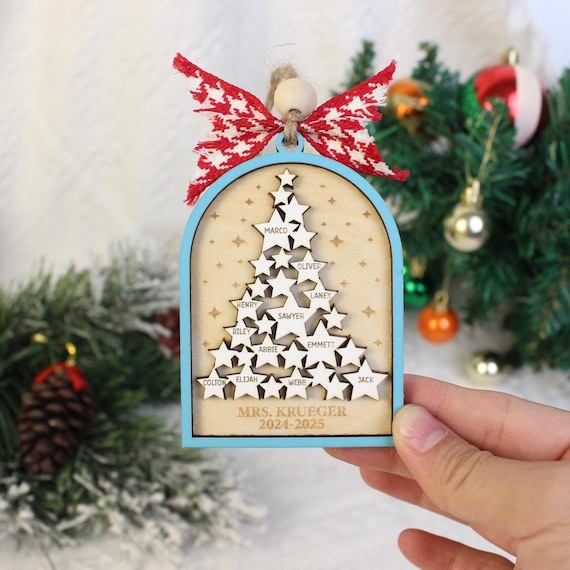 Personalized Teacher Ornament, Class List, DIY Plywood Christmas Decoration