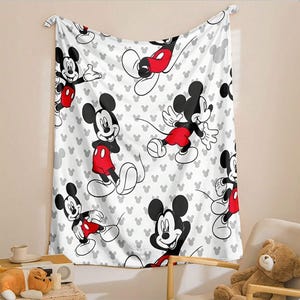 Disney Mickey Mouse Custom Name Blanket, Fleece Minky Sherpa Throws, Cartoon Style Gift for Boys and Girls, Christmas Gift, Bed Quilt Merch